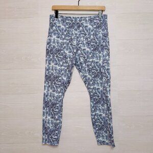 Leg End Active Women's Blue Printed High Rise Ankle Cropped Athletic Leggings XL